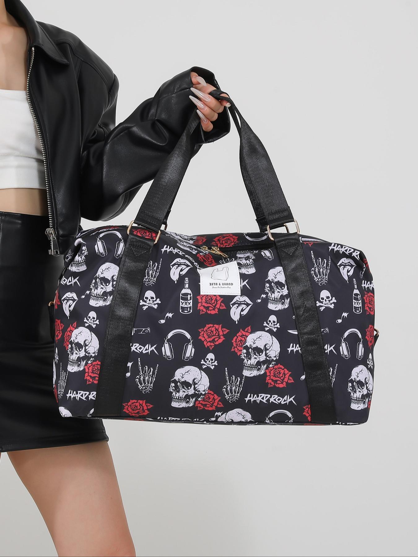 Halloween Themed Duffel Bag, Large Capacity Travel Bag with Waterproof Pocket & Shoe Compartment, Portable Travel Bag for Travel Sports Fitness Tourism