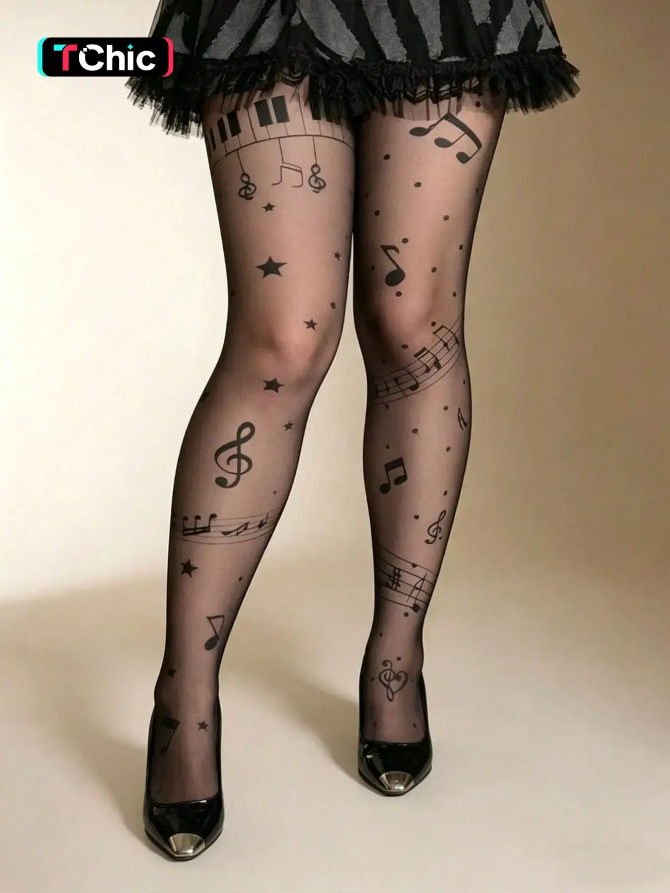 Spring Autumn Stockings, Y2K Style Women's Tight Pants, Semi-Transparent Tights, Elastic Pop Art Print, Comfortable for All Seasons