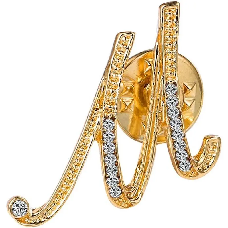 Unisex Initial Letter Gold Lapel Pin Brooch - A-Z Small Tie Tack, Personalized Gift for Women Men, Classic Brooch