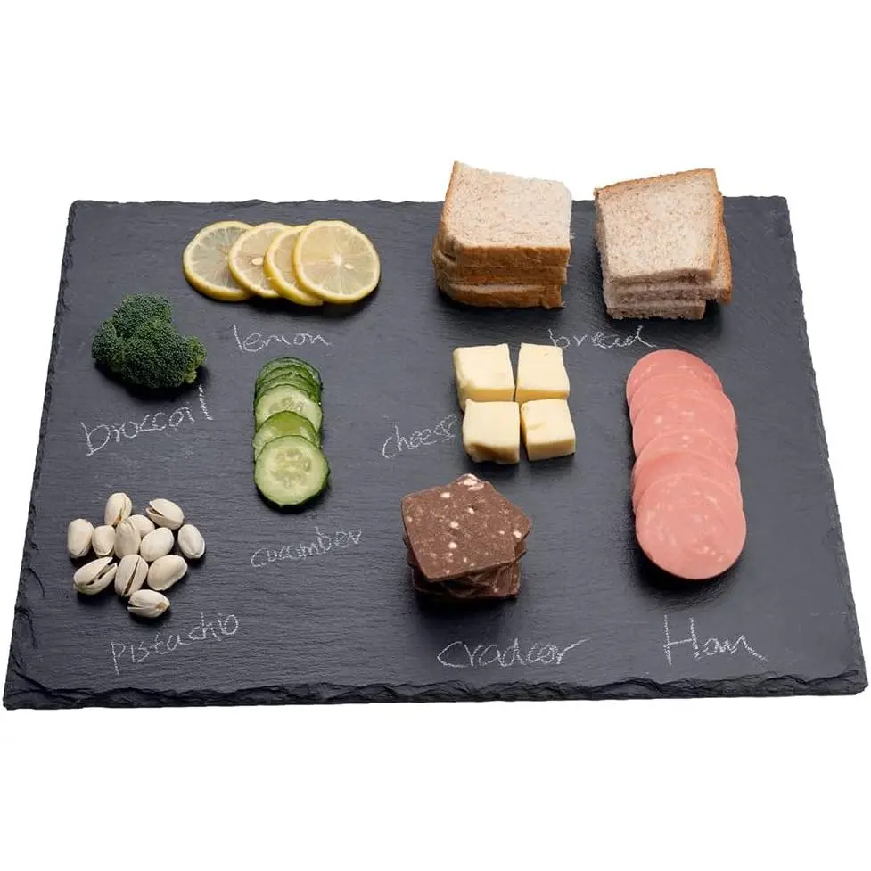 16x12in Large Slate Cheese Board for Meat, Cheese, Appetizers - Slate Platter with 2 Chalks - Perfect for Housewarming, Christmas, Mother's Day