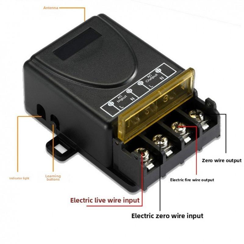 Wireless Remote Control Switch, Screw Termination, Double Pole Switching, Push Button Operation, Panel Mount Installation, 1 Set 433Mhz Wireless Remote Control Switch, Electric Vehicle Car Modification Remote Control Switch, Garage Door Opener