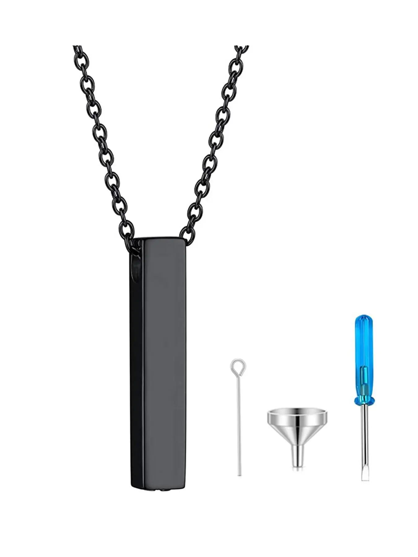 1 Pcs Vertical Bar Necklace Urn Necklaces for Ashes for Women Men Cremation Pendant Necklace for Ashes Stainless Steel Memorial Jewelry