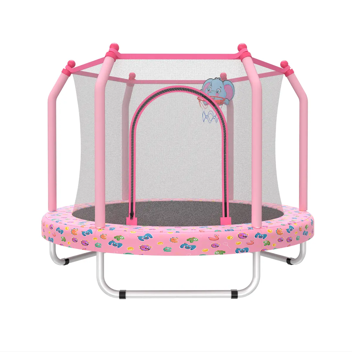 Aobtkel55-inch Trampoline for Kids Indoor & Outdoor Small Toddler Trampoline with Basketball Hoop