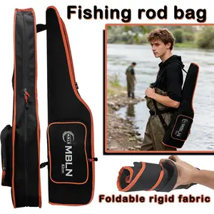 Fly Fishing Rod Bag, Foldable Hard Rod Case, Easy to Carry, Single Layer Large Capacity, Stores Various Rods, with Big Side Pocket