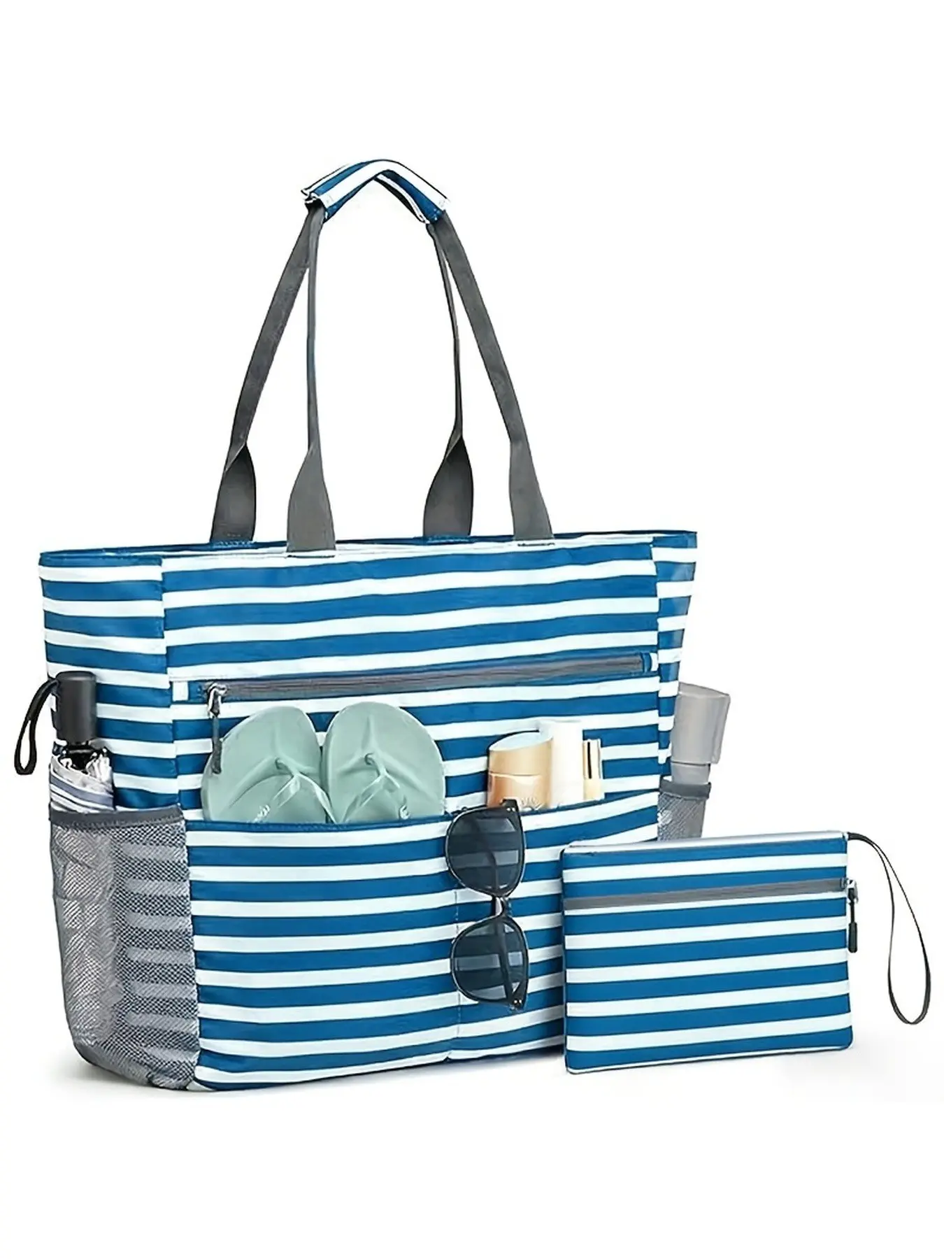 Women's Handbag Set, Foldable Beach Bag with Large Capacity, Portable Tote Bag for Men, Convenient Storage Backpack