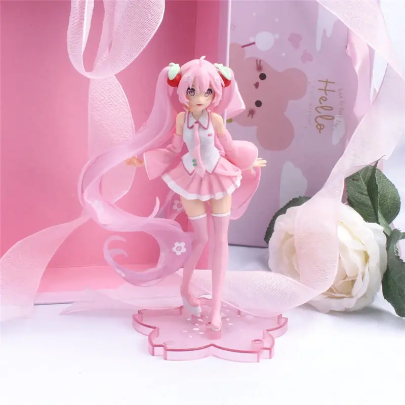 New Anime Hatsune Miku Action Figure Kawaii Collection Model Pink Sakura kawaiii Doll Collectible Toys Cake Decor