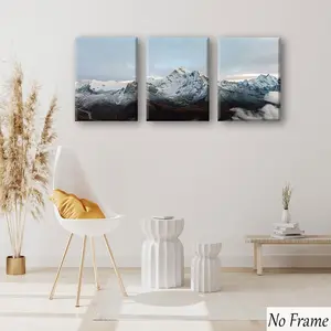 3pcs Canvas Wall Art Set, Mountain Landscape Poster, Sunrise over Clouds Design, Ideal for Living Room, Hallway, Bedroom, Office Decor