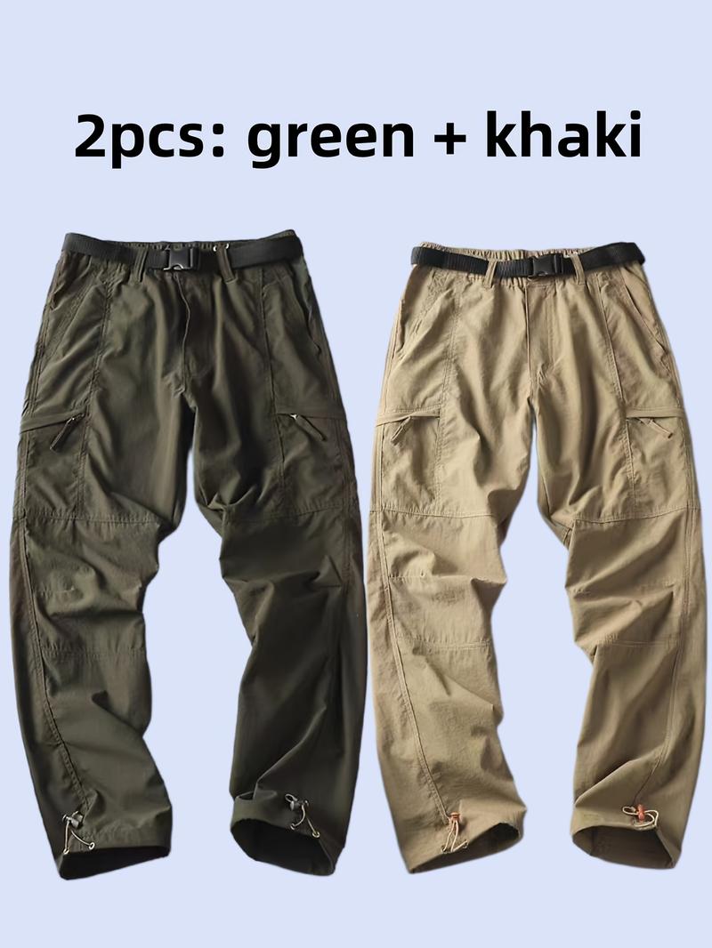 Four Seasons Thin, Multi-Pocket, Free Belt (Selected by the Knowledge), 180g/ ㎡   Polyester, Hiking & Outdoor Recreation Apparel |   Versatile Pants for Casual Attire |   Comfortable & Durable |   Ideal for Running, Camping, Fishing & Training