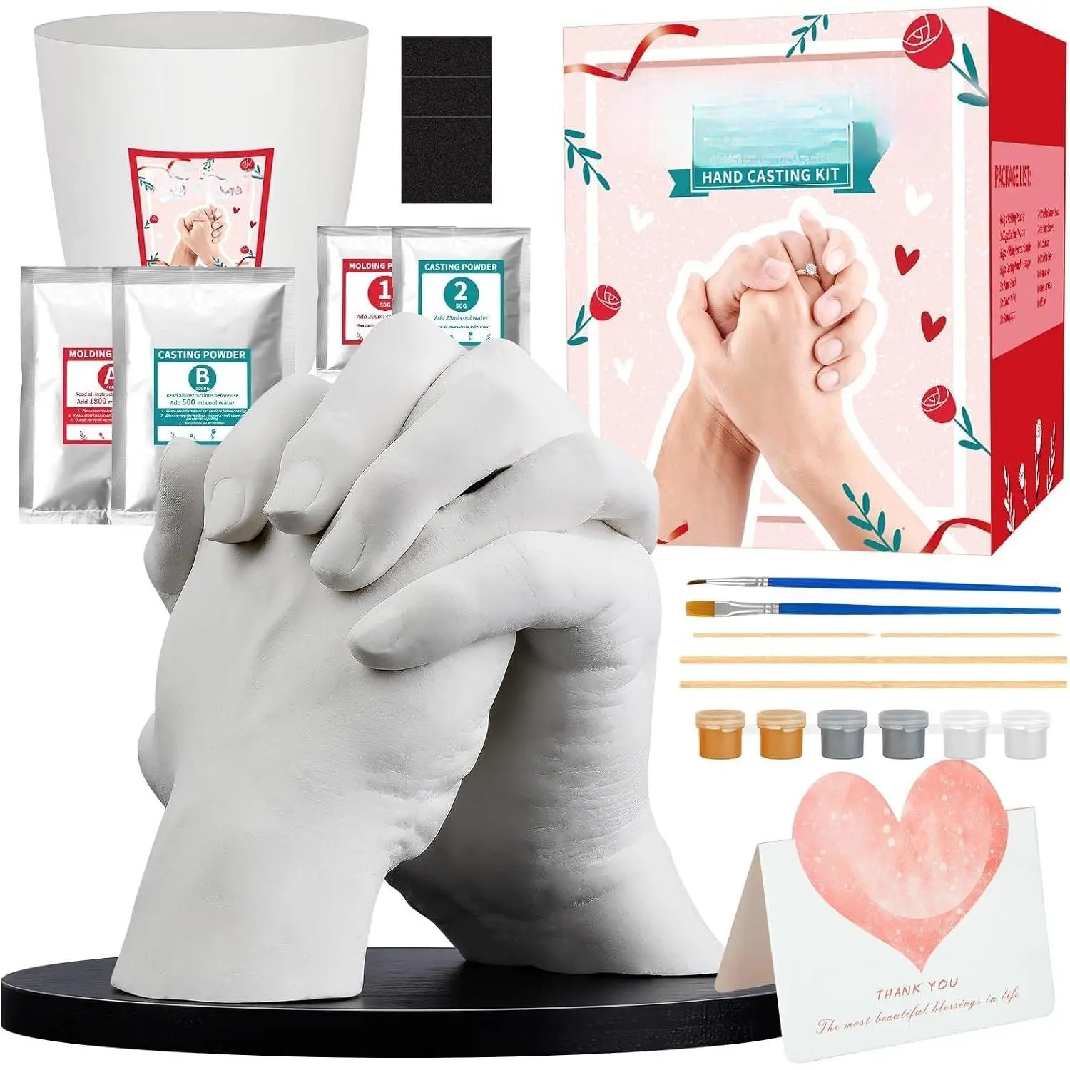 Hand Casting Kit for Couples & Family with Practice Kit | Romantic Hand Mold  for Wedding, Anniversary, Engagement & Bridal Shower, Ideal  for Him, Her, Men & Women