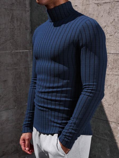 Men's High Neck Pullover Sweater, Solid Color Long Sleeve Crew Neck Shirt, Casual & Formal Fit, Perfect for Daily Wear