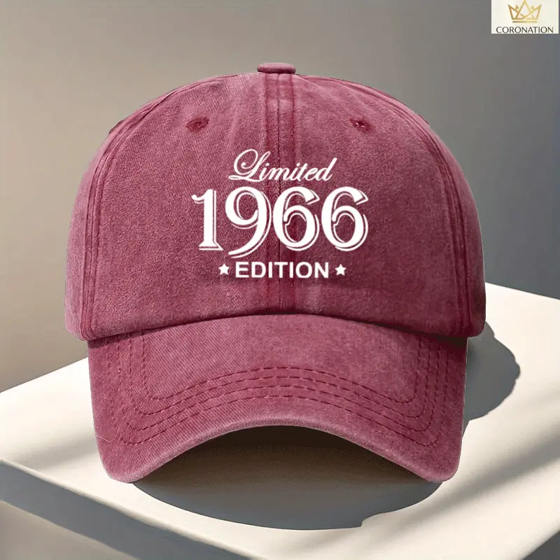 Vintage Baseball Cap 1966 Limited Edition Retro Dad Hat, Washed Cotton Adjustable Buckle Cap for Women & Men, Aesthetic Old Money Streetwear, Lightweight Breathable for Travel, Hiking, Golf, Everyday Wear, Gift Idea