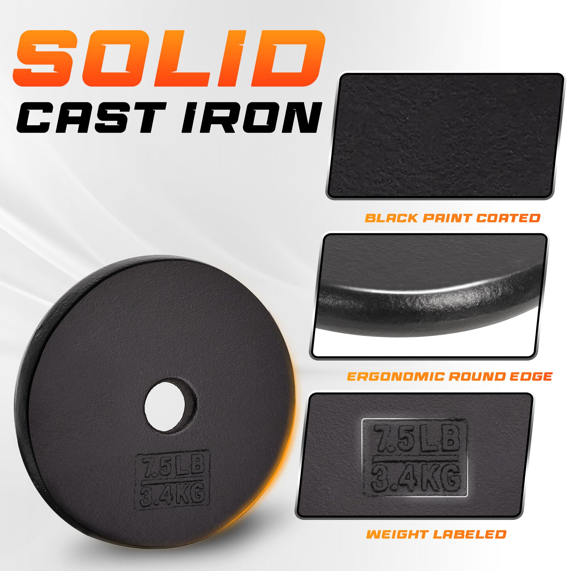 THE WELL KEPT Standard 1" Cast Iron Weight Plate - Ideal For Strength Multiple Weight: 5lb To 25lb (single & Set Of 4)