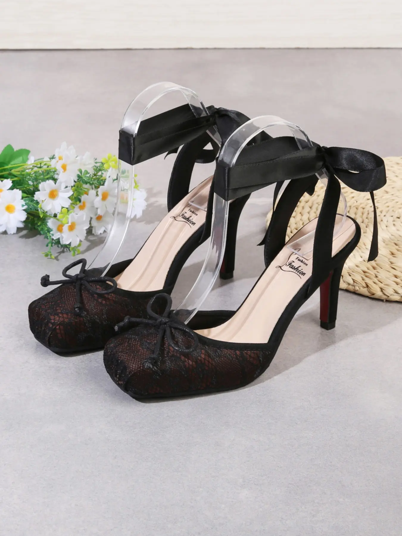 New Fall Women's Ballet High Heels, Square Toe Satin Mary Jane, Lacing Design, Elegant Ballet Style, Perfect for Parties and Dancing
