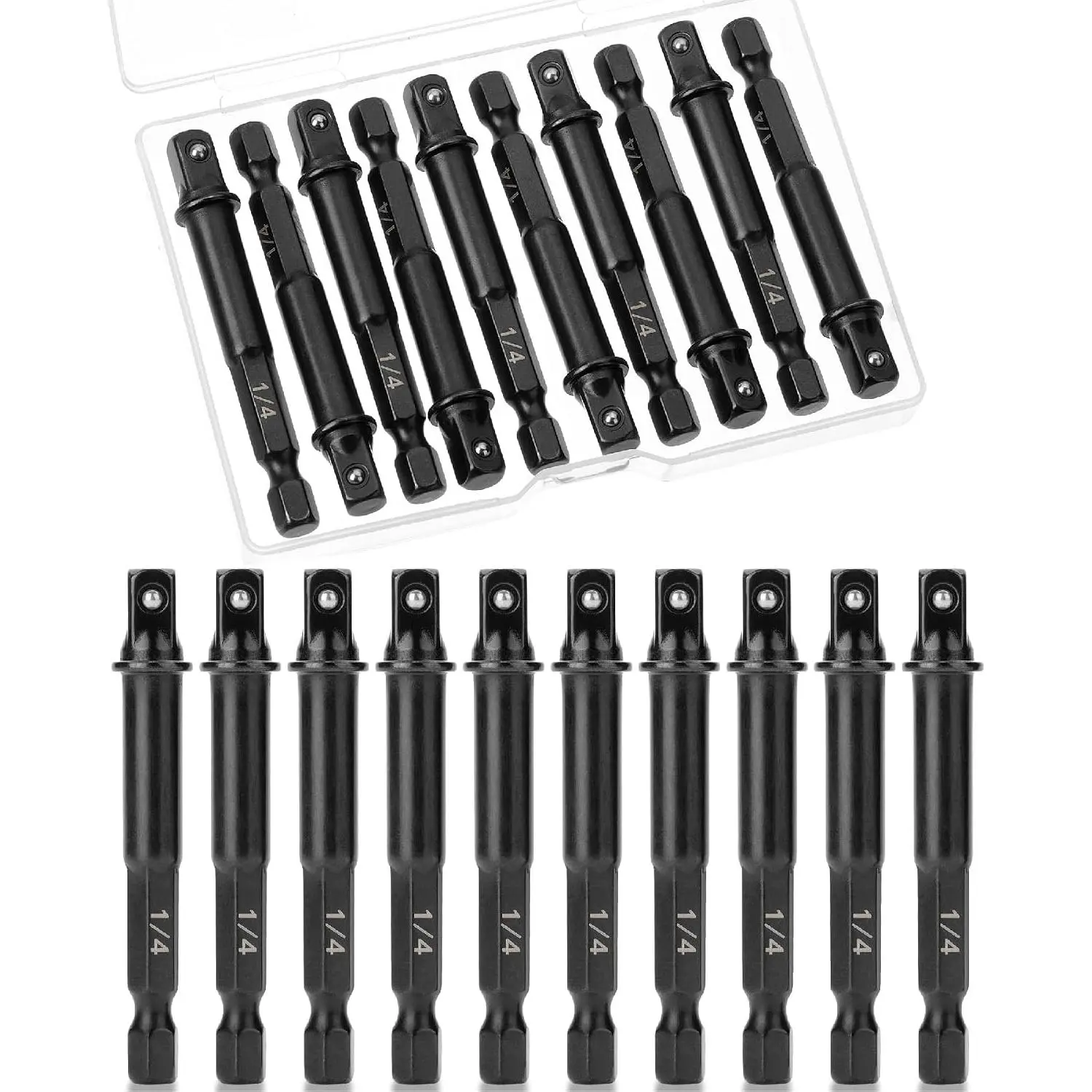 -  Adapter Square Socket Set, 10 count, 1/4" Square Tip, Drill Socket Adapter Set, Hex  Socket Adapter Set, Socket Adapter for Drill,  Driver Socket Adapter,  Driver Bits