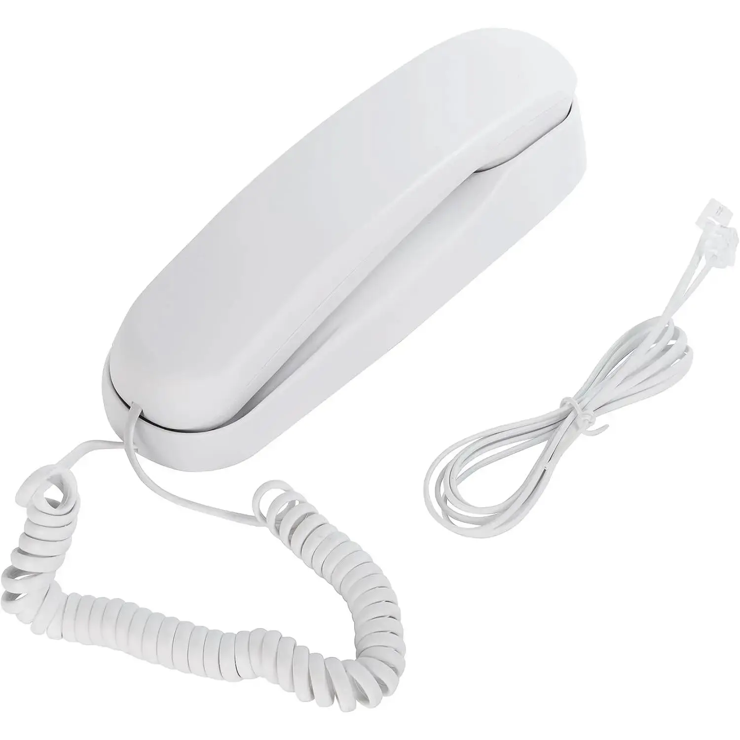 White OF-990 Slimline Telephone Wall-Mountable Basic Corded Telephone No AC Power Required, Corded Home Phone