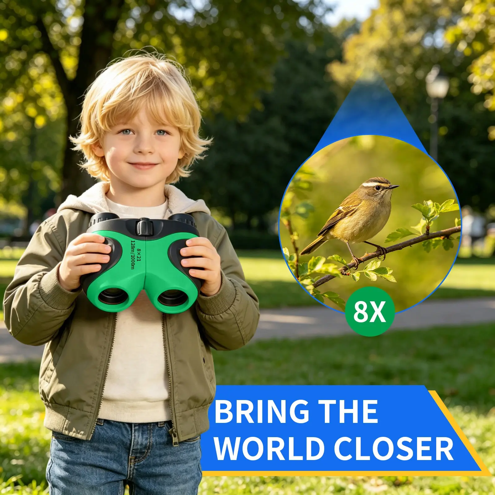 Kids Binoculars 8X21 HD | Lightweight Shockproof Outdoor Binoculars with Adjustable Focus & Soft Rubber Grip for Bird Watching, Hiking & Travel MAGNIDOG