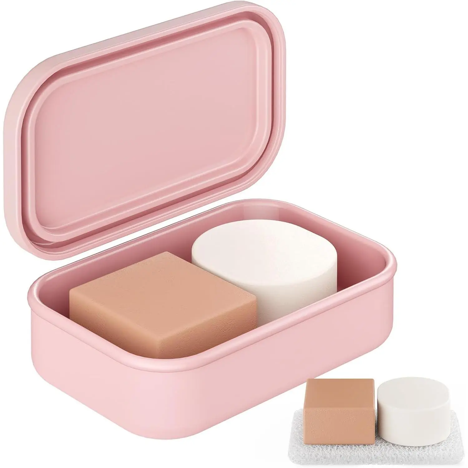 Solid Shampoo Bar Holder, Large Leakproof Travel Soap Case, Silicone Soap Box with Draining Layer, Enhanced Soap Container, Suitable for Camping, Gym, Bathroom, Outdoor Essentials, Pink