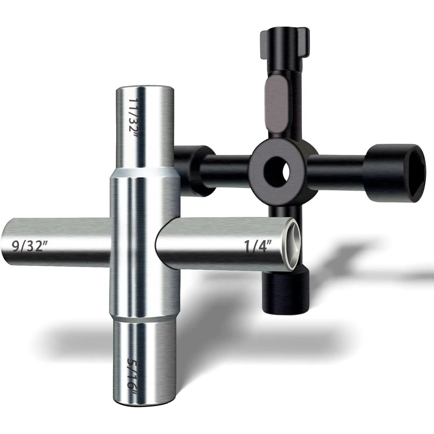 2 count 4 Way Sillcock Water Key, Heavy Multifunctional Water Utility Key, | Steel Sillcock Wrench for Faucet, Hose Bib, Spigot, Valve and Cupboard