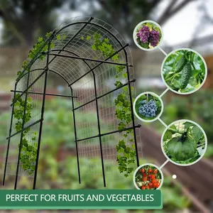 Garvee Extra Tall 7.5FT Metal Garden Arbor Trellis with Netting, Adjustable Width Polyethylene Coated Steel Frame, Weather Resistant Outdoor Arch for Climbing Plants, Vegetables, Flowers, Wedding & Event Pergola