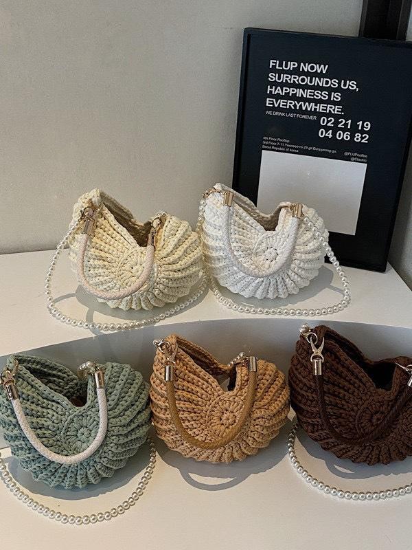 Handwoven Straw Bag For Women, Seashell & Conch Embellished Crossbody Bag, Adjustable Strap, Bohemian Style Handbag, Perfect For Beach Vacations, Summer Travel, Casual Daily Outings, Lightweight Woven Purse With Durable Handcrafted Design