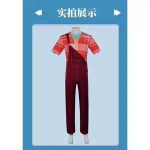 Men Wreck It Ralph Cosplay Overall Costumes for Halloween Tv&Movie Role Play Jumpsuit Outfit Set for Party