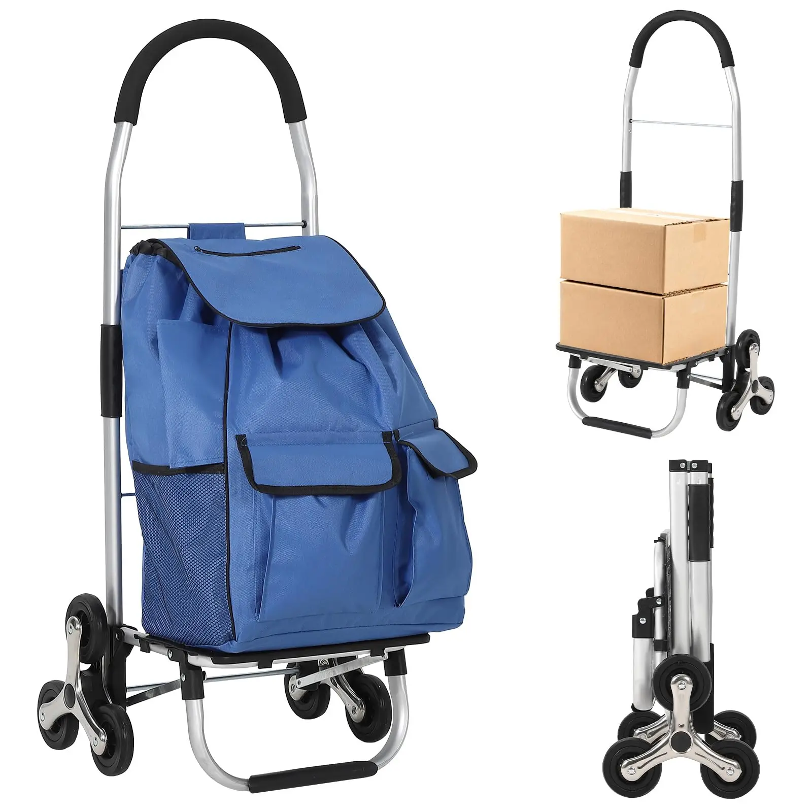 Garvee Professional 3-in-1 Folding Hand Truck for Stair Climbing with 150 Kg Capacity, All-Terrain 10-Wheel Platform, and Telescopic Handle – Ideal for Office, Warehouse, and Home Moves