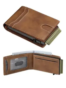 Men's Slim Card Wallet, Smart Rfid Minimalist Front Pocket Wallet, ID Window, Perfect Gift for Husband Father, Birthday Anniversary