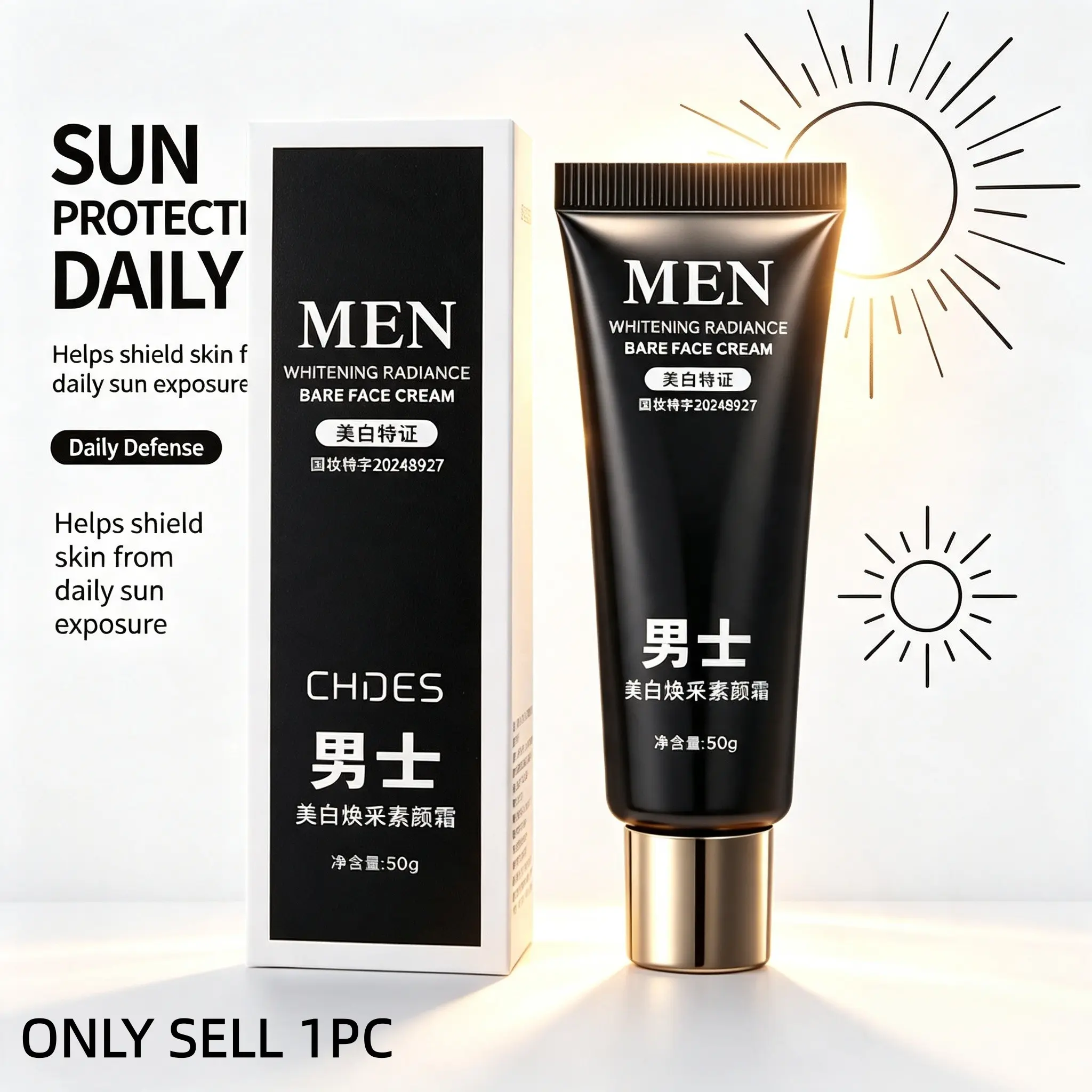 Men’s Whitening Tone‑Up Cream, Moisturizing Hydrating Face Primer, Natural Skin Brightening Light Concealer, No Grey Cast Non‑Cakey, Evens Dull Tone, Covers Minor Blemishes, Lightweight Long‑Lasting Natural Finish, Non‑Greasy Daily Male Facial Makeup Base
