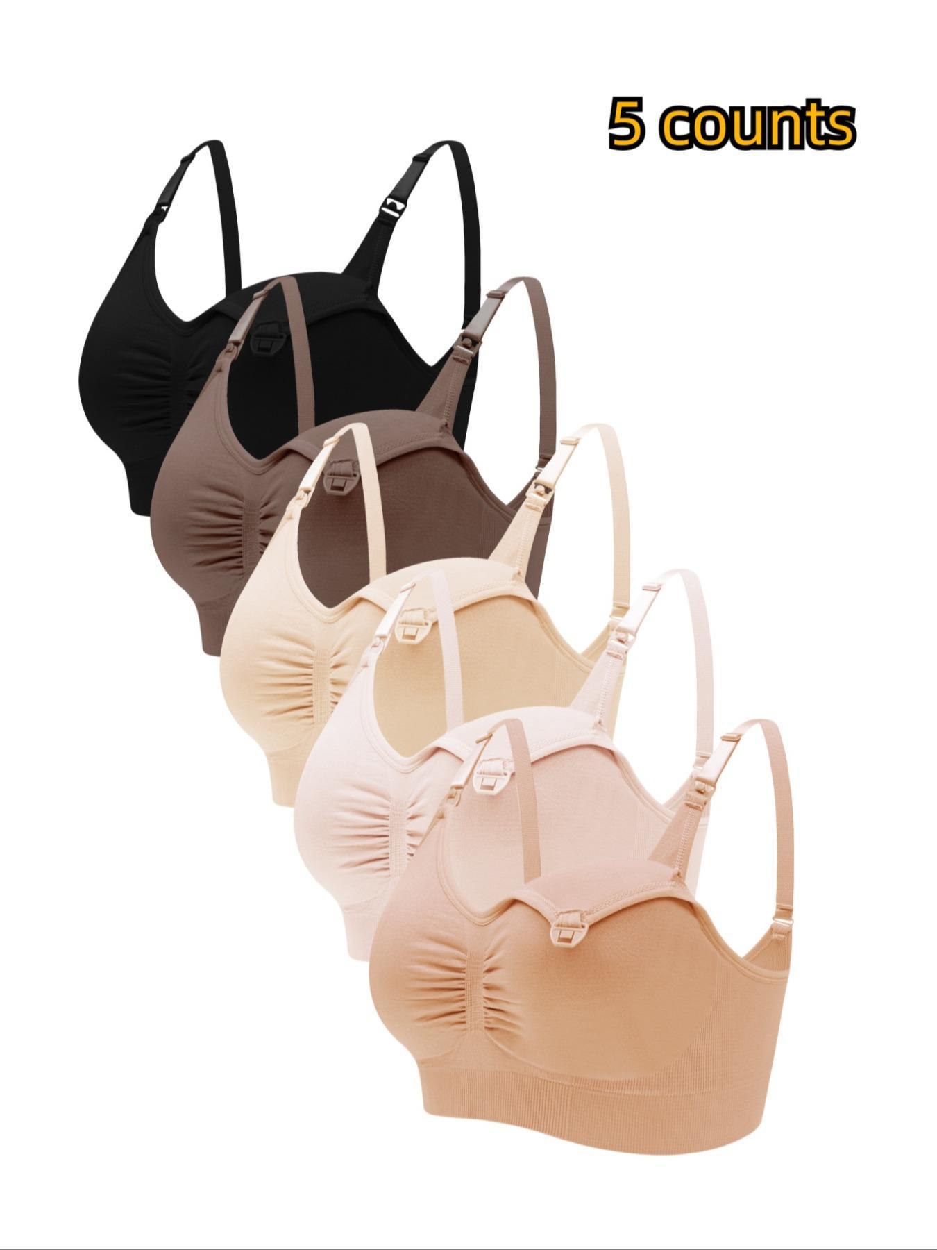 Women's Solid Ruched Adjustable Strap Nursing Bra, Seamless Padded Wireless Pregnancy Maternity Bra, Maternity Lingerie for Daily Wear