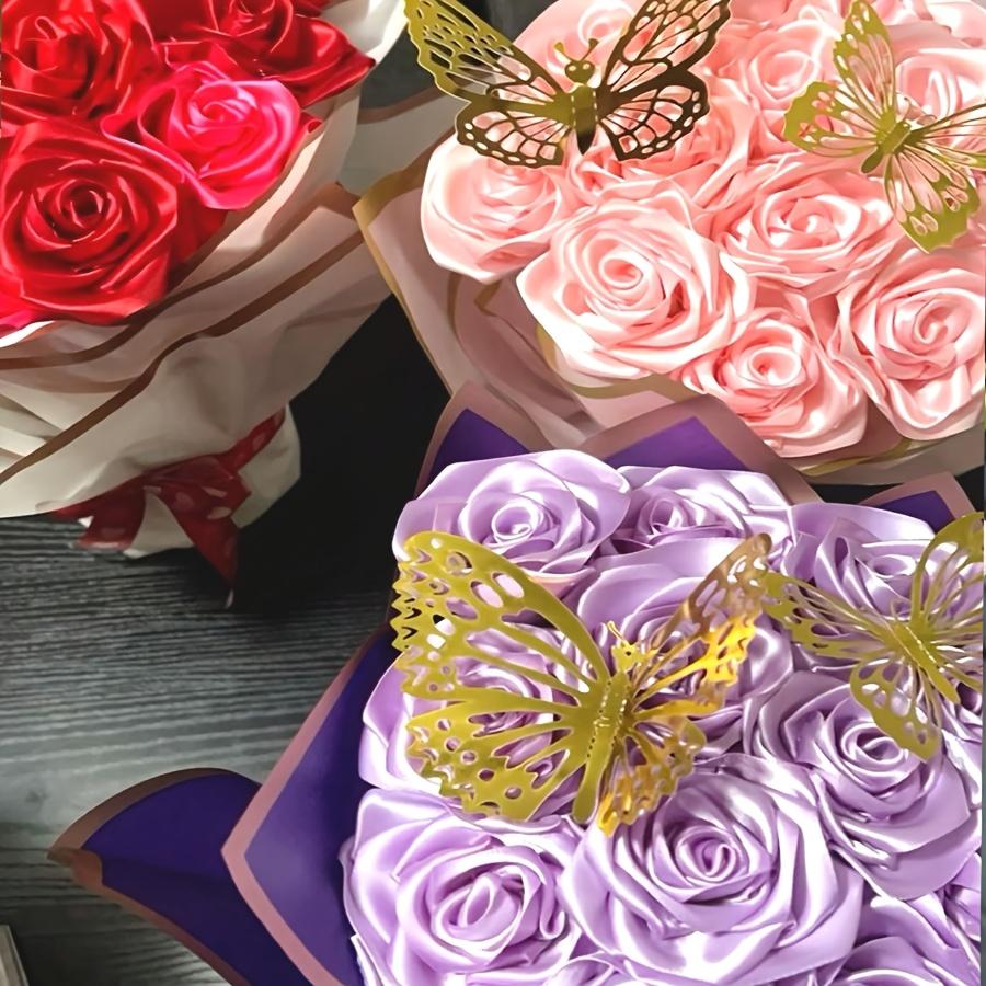 Handcrafted Ribbon Rose Petals – DIY "Eternal Rose" Petals (Set of 100). Handmade, Semi-Finished Ribbon Petals (Randomly Selected: Two Different Techniques-Die-Cut or Hot-Stamped). A Perfect Gift for Mother's Day.