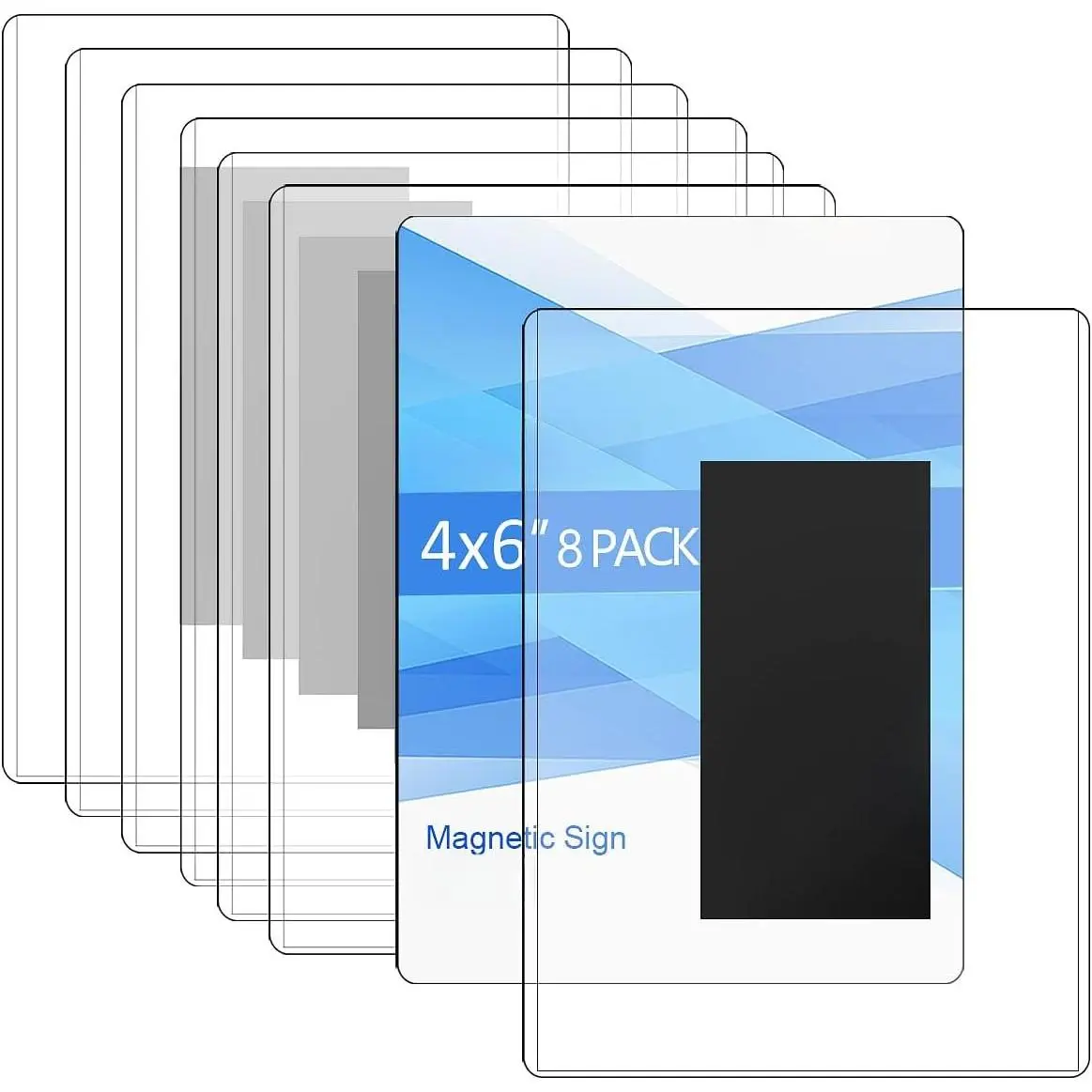 4x6  Sign Holder, Clear Adhesive Wall Sign Holder, Document Paper Holder Frames with  Borders for Posters,  for Office  Store Restaurant - 8 Pack