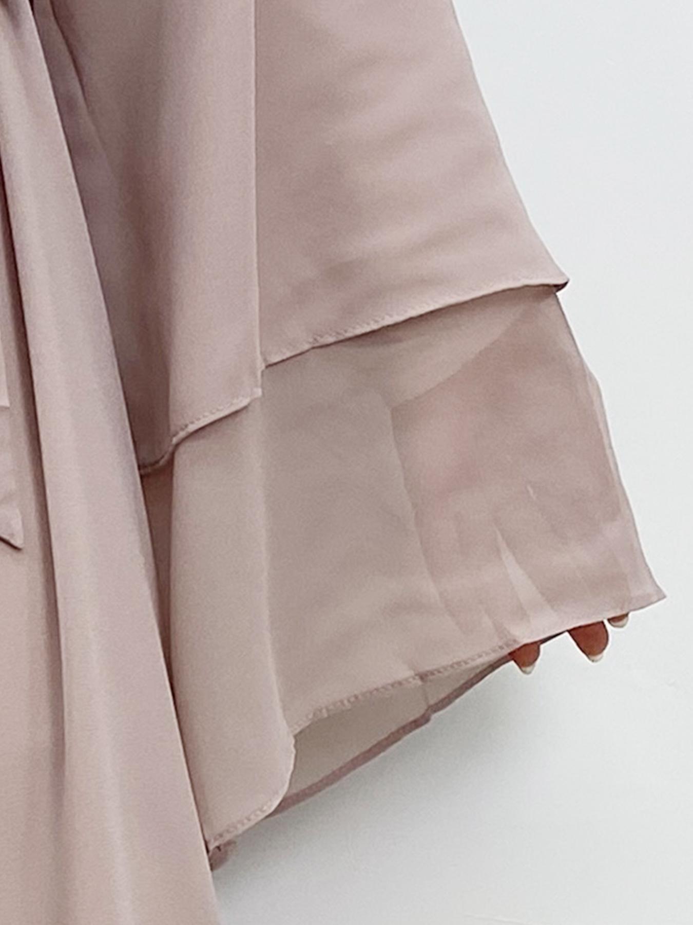 Spring Summer High-Quality Chiffon 3-Layer Eid Abaya with Belt, Casual Party Dress, Comfortable Breathable Fabric, Perfect for Weddings