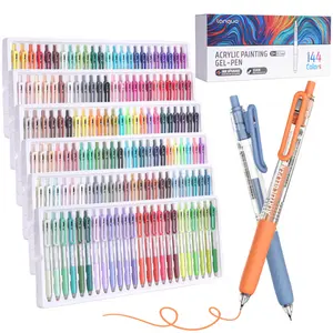 144 Colors Retractable Acrylic Gel Pens, 0.7mm Fine Tip Large-Capacity Ink Markers, Vibrant Rich Shades Stackable Color Drawing Pens with Clip for Diaries, Card Making, Coloring, and Doodling Art Supplies, Doodle Set