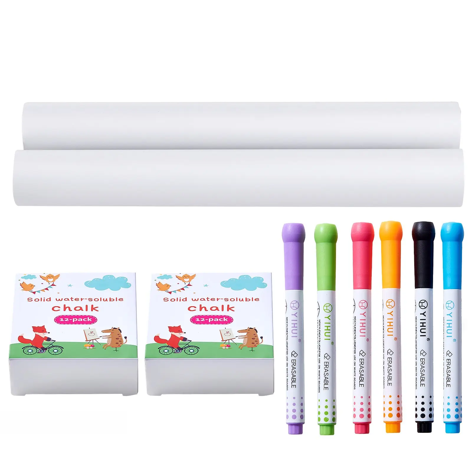 Easel Accessory Set, 32 PCS Kid's Art Easel Painting Kit Including Chalks, Dry-Erase Markers Paper Rolls, Supplies Set for Standing Art Easel, Painting Accessories for Toddlers Boys and Girls