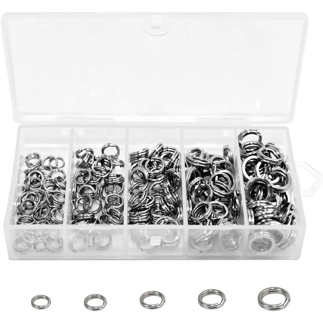 200 count Flat Stainless Steel Mini Split Ring | Fishing Split Rings, Lure Connector, Key Chain Rings