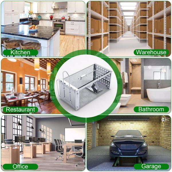 Stainless Steel Rodent Trap - High Sensitivity Pedal Auto-Locks Door, Humane Live Capture - Safe, Durable, Indoor/Outdoor Versatile Placement, Easy to Use