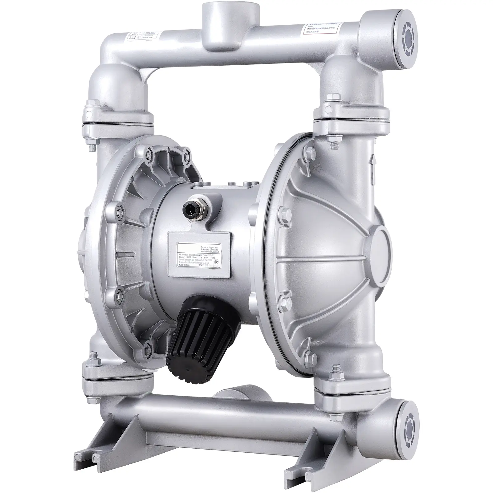 Air Operated Double Diaphragm Pump, 44GPM, Max 115PSI Air Waste Oil Pneumatic Transfer Pump with 2 Extra Diaphragms, 1-1/2 inch Inlet & Outlet Aluminum Alloy Diaphragm Pump for Diesel Grease Oil