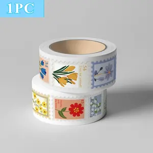 500Pcs Floral Stamp Sticker Roll, Decorative Sticker, Floral Pattern Sticker - Sealing Decals for DIY Crafts Laptop Water Bottle Notebook, Birthday Gift, Decoration Sticker