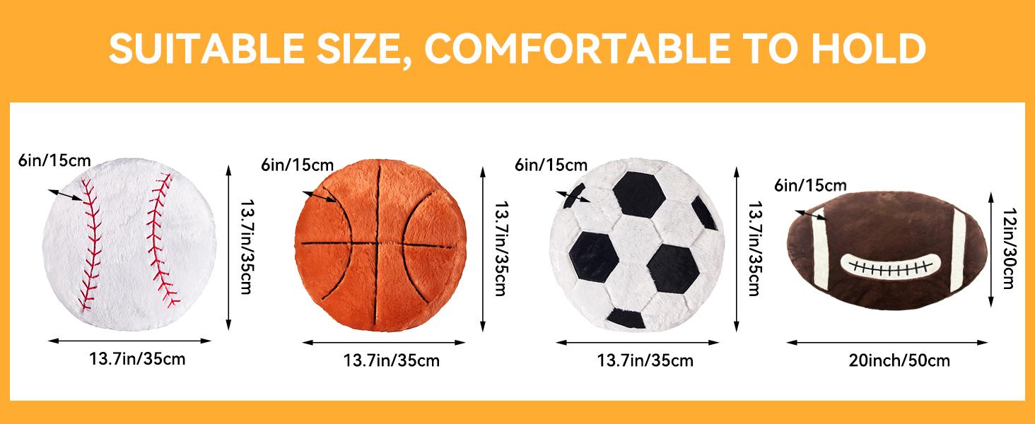 Volleyball Pillow, 2 Pcs Volleyball Plush Pillow Soft Sports Throw Pillows, Round Volleyball Pillows Couch, Bedroom & Sports Room 15.8"