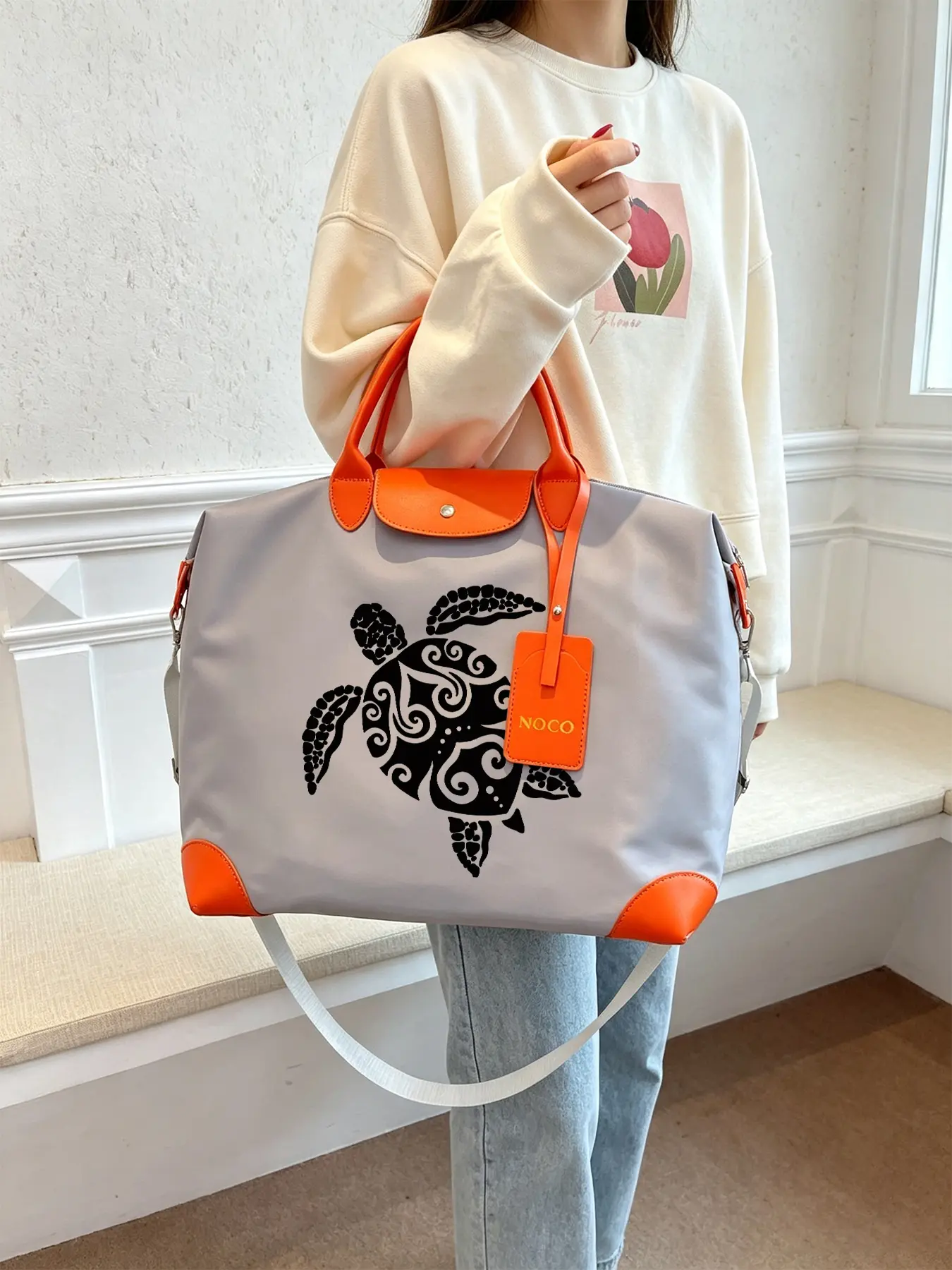 Sea Turtle Totem Pattern Handbag, Durable and Large-capacity Tote Bag, Can Be Carried By Hand or Worn Crossbody, Suitable for Work and Daily Commuting, and An Excellent Gift Choice