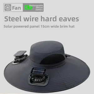 Cross-border solar-powered fan hat for men, outdoor hiking and fishing sun hat, UV protection sun hat, hiking fisherman hat