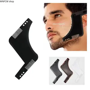 3-Count Beard Shaping Tool Kit with Built-in Comb | Precision Beard Stencil for Perfect Line-Up & Edging | Adjustable Beard Template for Men’s Grooming