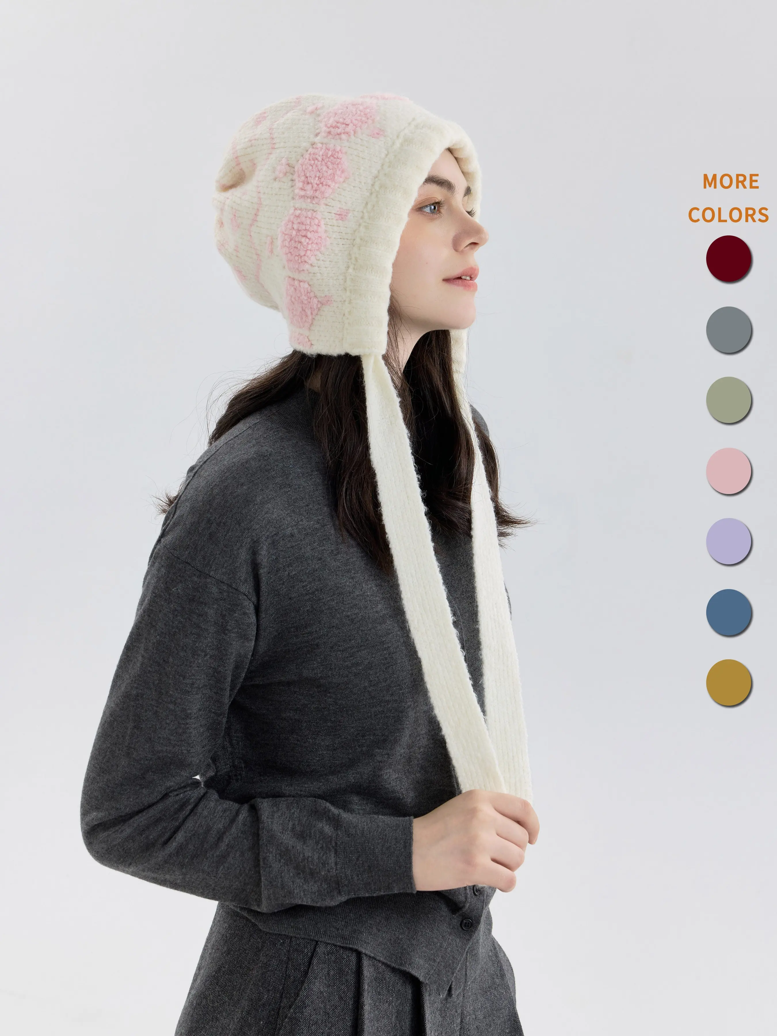 Women's Loose Knit Beanie, Korean Hexagon Snowflake Pattern, Warm and Comfortable, Adjustable Headband, Fall Winter Fashion Hat