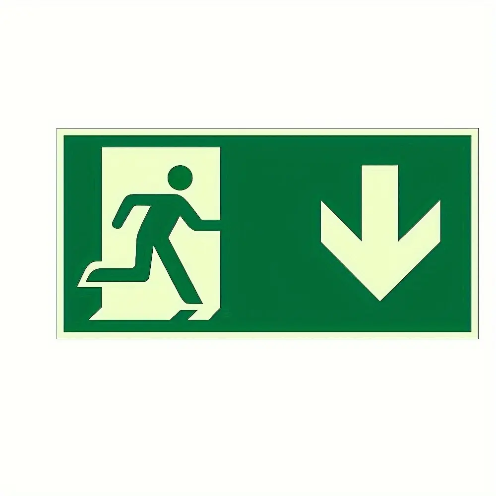 Glowing Exit Sign Sticker, Emergency Evacuation Safety Wall Decal, Luminous Fire Escape Indicator, Durable, Suitable for Workshop, Office, Public Places