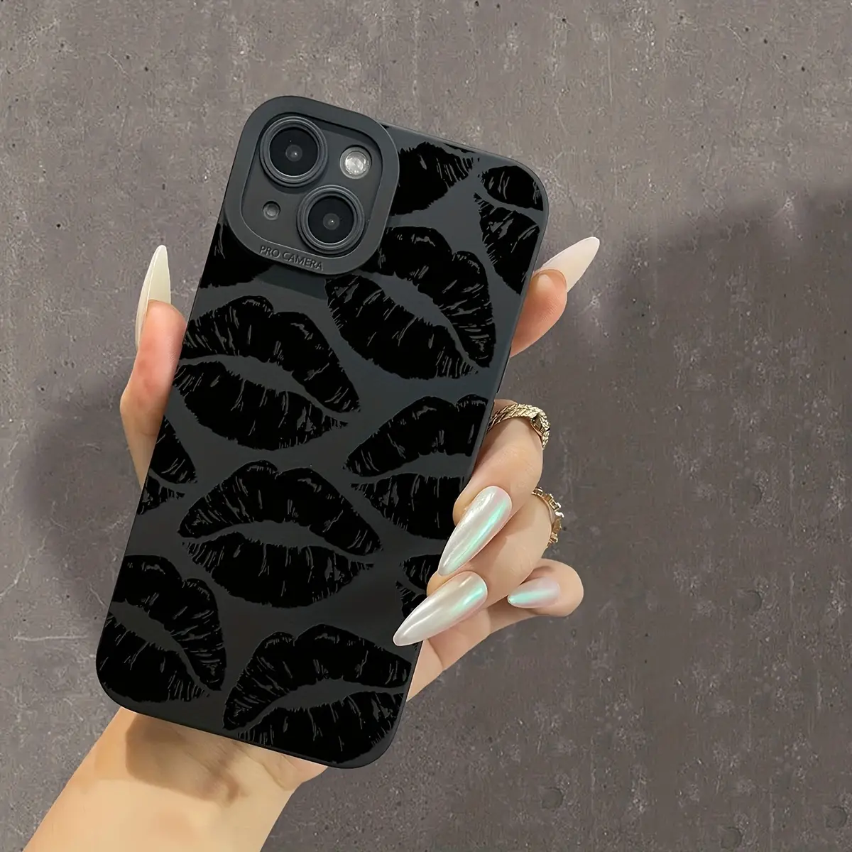 Trendy Black Lips Pattern Phone Case, Full Lens Protection Shockproof Matte High-Aesthetic Cover, Compatible with Apple iPhone 17 Pro Max, 16, 15, 14, 13, 12, 11, XS, XR, and more