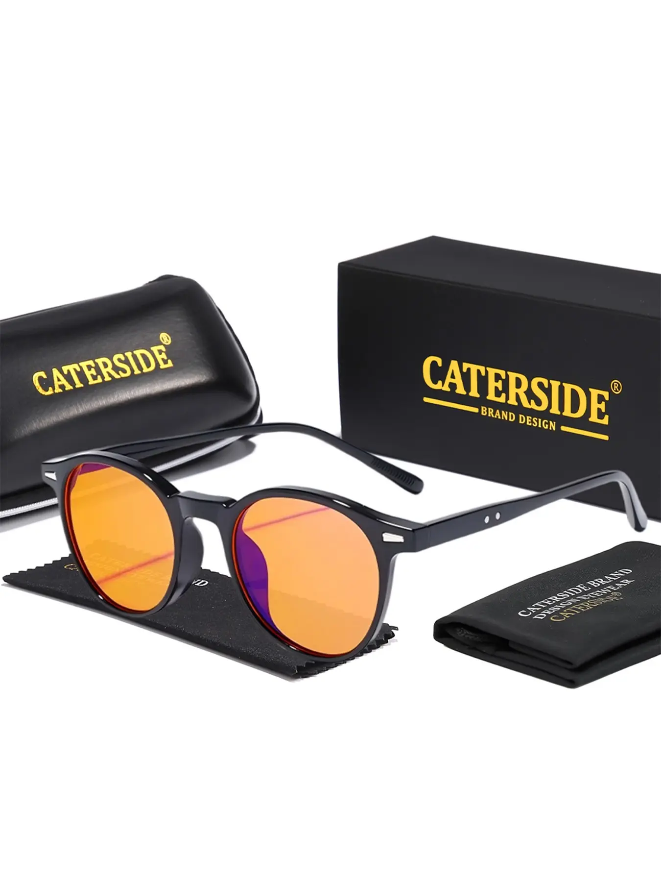 CATERSIDE TR Frame Dual-purpose Glasses, UV400 Sun Protection & AR Anti-Reflective Blue Light Blocking Eyeglasses, Propionic Acid Pin Design Ultra-Light Comfort Computer Gaming Outdoor Vacation Unisex Eyewear, 4-Piece Set Package
