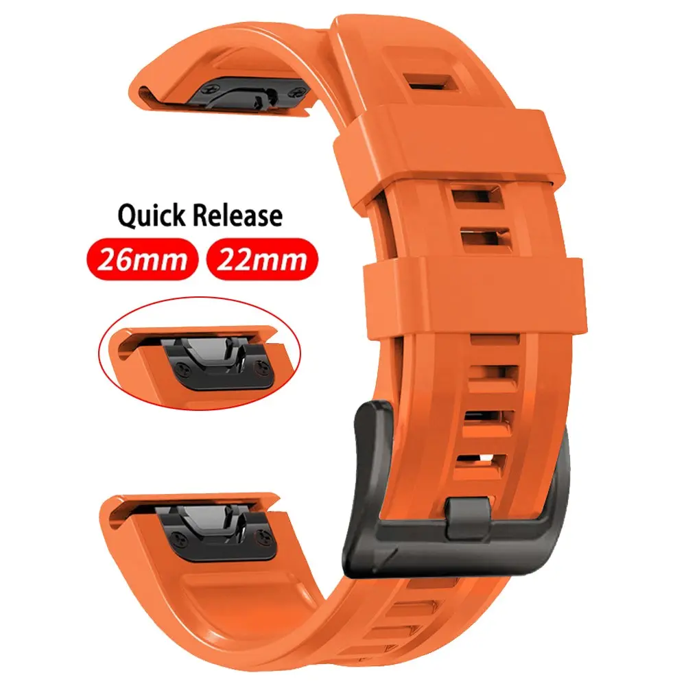 Quick Release 22/26mm Silicone Strap For Garmin Fenix 8 7X Pro  7 6x 6 5x 5Puls E/Fenix 8pro/Epix Pro 47mm 51mm/Enduro 3 2/Tactix 8/Quatix 8 7X Solar/Forerunner 970 955 Solar/instinct 3 2x/Descent Watch Band