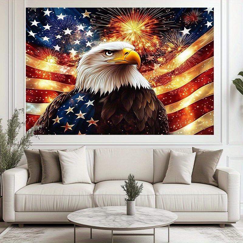 1pc a Patriotic Backdrop Featuring an Eagle And Fireworks for The 4Th of July - a Colorful Polyester Party Banner That Requires No Setup, Suitable for Indoor Or Outdoor Use During Celebrations, Bars
