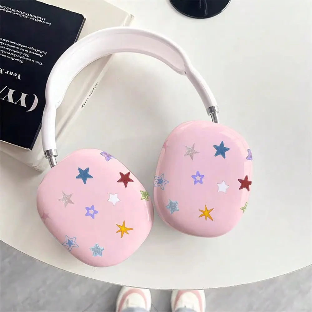 Colorful Star Print Design Glossy Hard Headset Case, High-End Elegant Cover with Earpads Compatibility for Max-2 Headphones