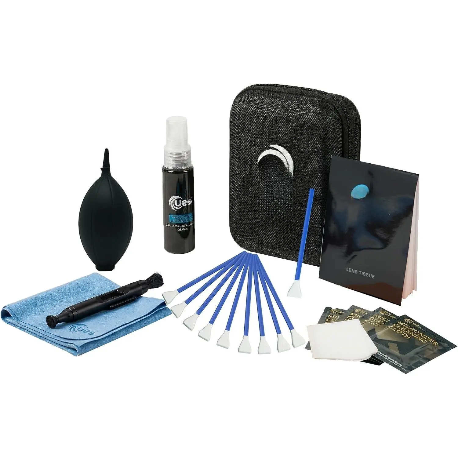 Professional Camera Cleaning Kit with Hard Travel Case - DSLR & Mirrorless Maintenance Bundle: 2-in-1 Lens & Sensor Cleaner, Air Blower, Pen, Microfiber Screen Cloths & 10 APS-C 16mm Swabs